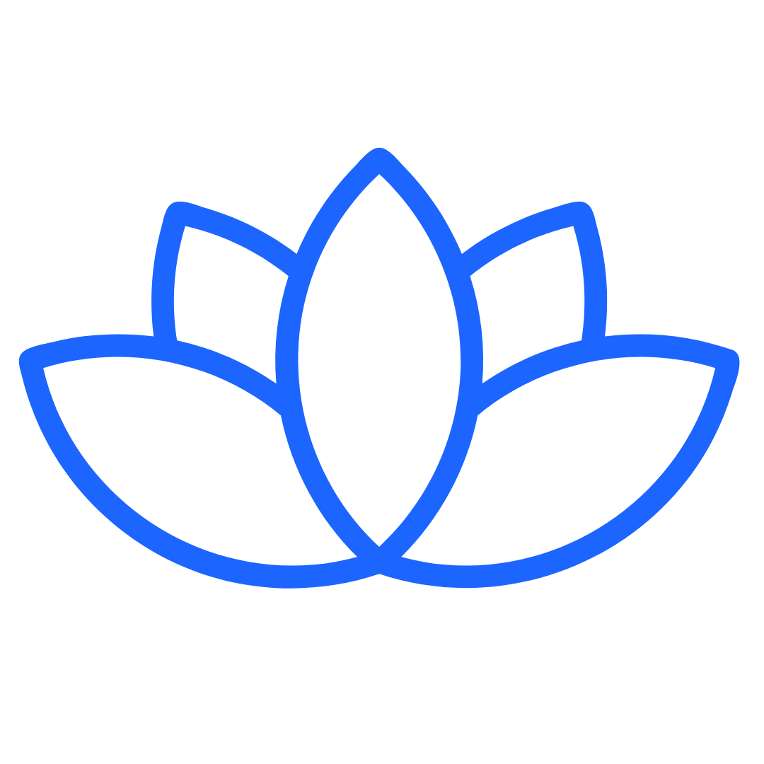 Blue outline of a lotus flower